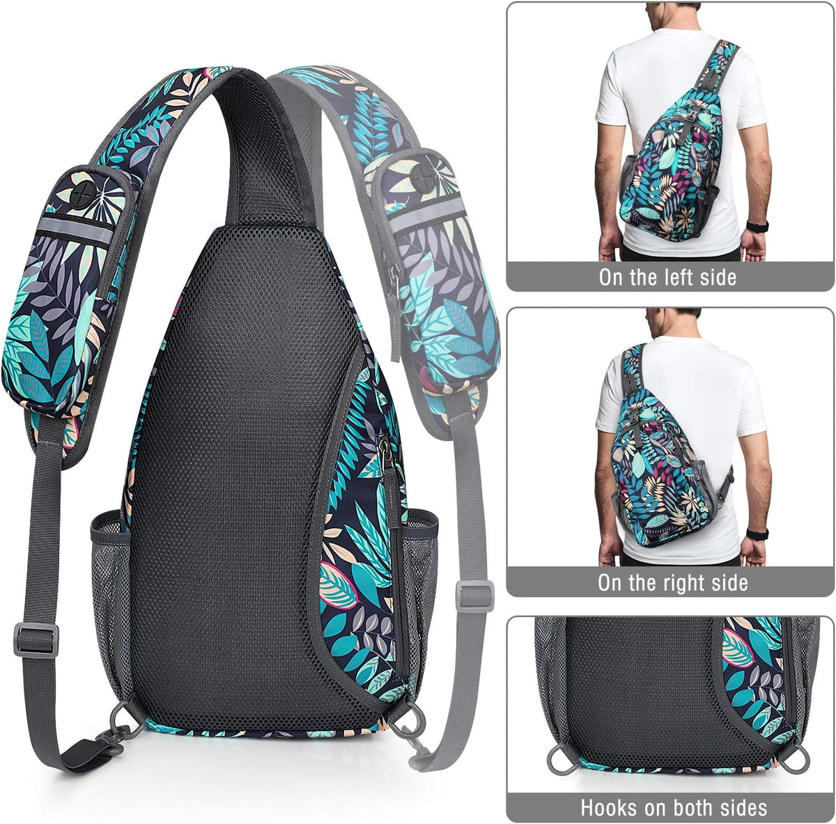 Sling Bag for Men Women, RFID Blocking Crossbody Bag, Daily, Travel | Durable Polyester Fabric, 10L, Perfect for work, shopping, weekend outings, Hiking, Reversible Shoulder Strap (Peacock Blue)