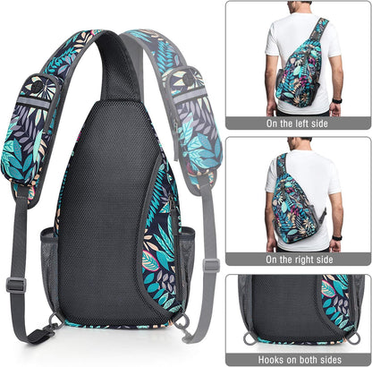Sling Bag for Men Women, RFID Blocking Crossbody Bag, Daily, Travel | Durable Polyester Fabric, 10L, Perfect for work, shopping, weekend outings, Hiking, Reversible Shoulder Strap (Peacock Blue)