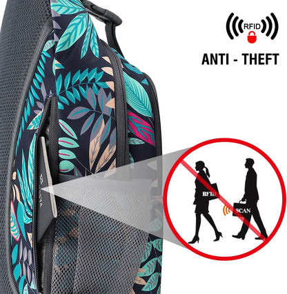 Sling Bag for Men Women, RFID Blocking Crossbody Bag, Daily, Travel | Durable Polyester Fabric, 10L, Perfect for work, shopping, weekend outings, Hiking, Reversible Shoulder Strap (Peacock Blue)