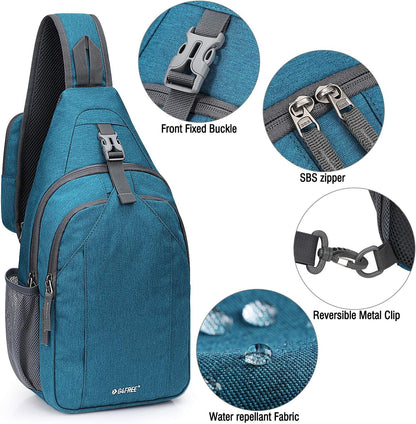 Sling Bag for Men Women, RFID Blocking Crossbody Bag, Daily, Travel | Durable Polyester Fabric, 10L, Perfect for work, shopping, weekend outings, Hiking, Reversible Shoulder Strap (Peacock Blue)