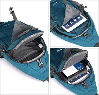 Sling Bag for Men Women, RFID Blocking Crossbody Bag, Daily, Travel | Durable Polyester Fabric, 10L, Perfect for work, shopping, weekend outings, Hiking, Reversible Shoulder Strap (Peacock Blue)
