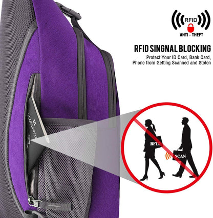 Sling Bag for Men Women, RFID Blocking Crossbody Bag, Daily, Travel | Durable Polyester Fabric, 10L, Perfect for work, shopping, weekend outings, Hiking, Reversible Shoulder Strap (Peacock Blue)