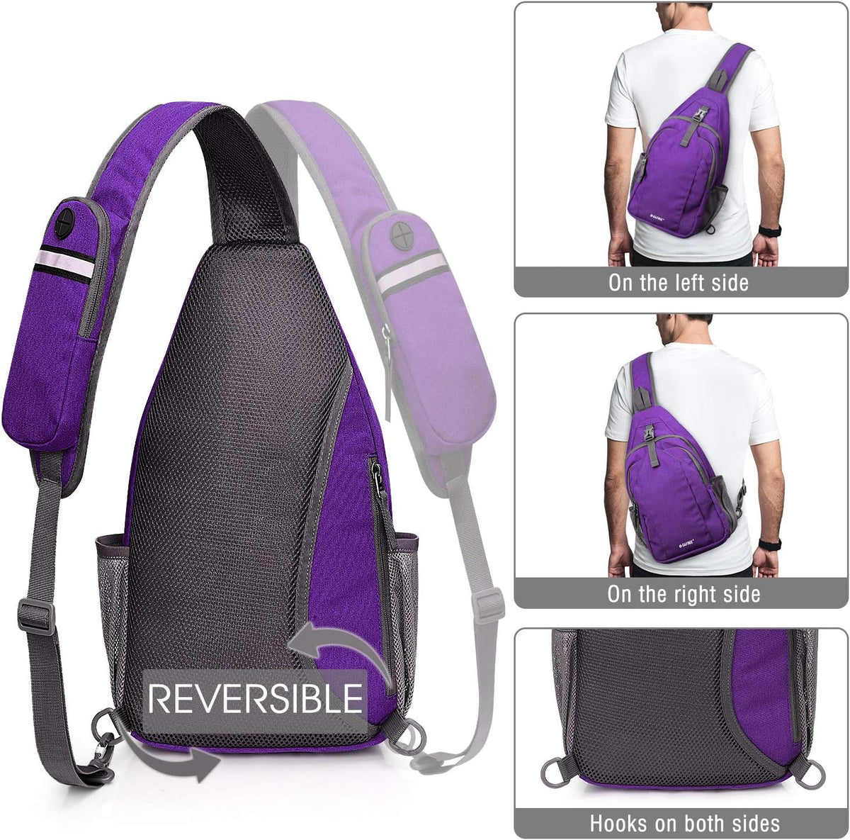 Sling Bag for Men Women, RFID Blocking Crossbody Bag, Daily, Travel | Durable Polyester Fabric, 10L, Perfect for work, shopping, weekend outings, Hiking, Reversible Shoulder Strap (Peacock Blue)