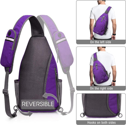Sling Bag for Men Women, RFID Blocking Crossbody Bag, Daily, Travel | Durable Polyester Fabric, 10L, Perfect for work, shopping, weekend outings, Hiking, Reversible Shoulder Strap (Peacock Blue)