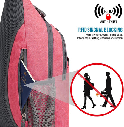 Sling Bag for Men Women, RFID Blocking Crossbody Bag, Daily, Travel | Durable Polyester Fabric, 10L, Perfect for work, shopping, weekend outings, Hiking, Reversible Shoulder Strap (Peacock Blue)