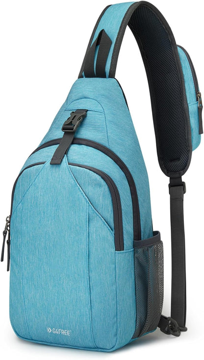 Sling Bag for Men Women, RFID Blocking Crossbody Bag, Daily, Travel | Durable Polyester Fabric, 10L, Perfect for work, shopping, weekend outings, Hiking, Reversible Shoulder Strap (Peacock Blue)