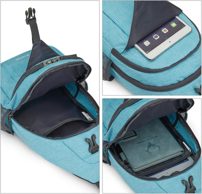 Sling Bag for Men Women, RFID Blocking Crossbody Bag, Daily, Travel | Durable Polyester Fabric, 10L, Perfect for work, shopping, weekend outings, Hiking, Reversible Shoulder Strap (Peacock Blue)