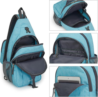 Sling Bag for Men Women, RFID Blocking Crossbody Bag, Daily, Travel | Durable Polyester Fabric, 10L, Perfect for work, shopping, weekend outings, Hiking, Reversible Shoulder Strap (Peacock Blue)