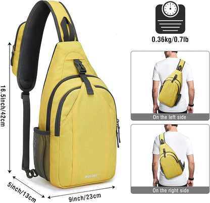 Sling Bag for Men Women, RFID Blocking Crossbody Bag, Daily, Travel | Durable Polyester Fabric, 10L, Perfect for work, shopping, weekend outings, Hiking, Reversible Shoulder Strap (Peacock Blue)