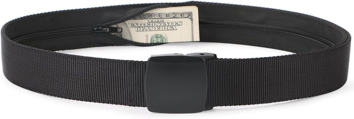 Travel Money Belt, Nylon Hidden Money Pocket Belt with Plastic Buckle
