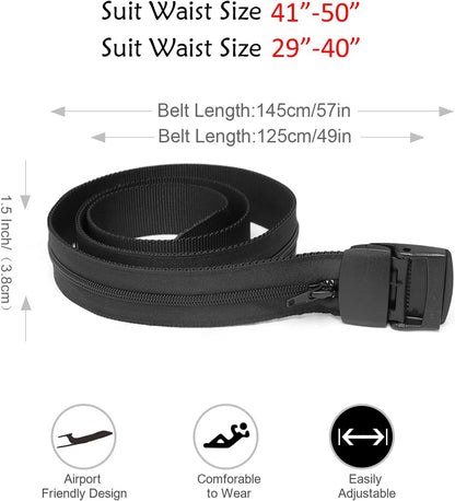 Travel Money Belt, Nylon Hidden Money Pocket Belt with Plastic Buckle