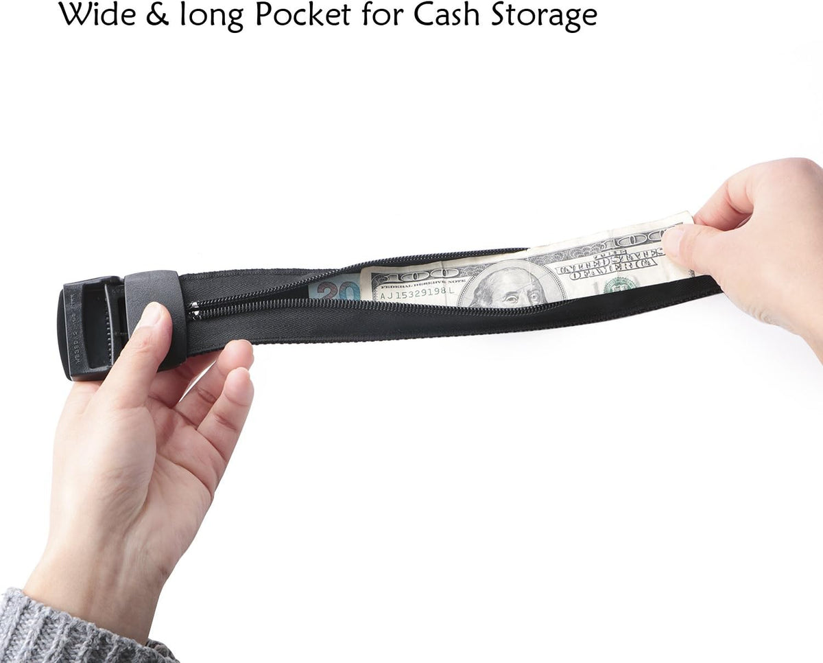 Travel Money Belt, Nylon Hidden Money Pocket Belt with Plastic Buckle