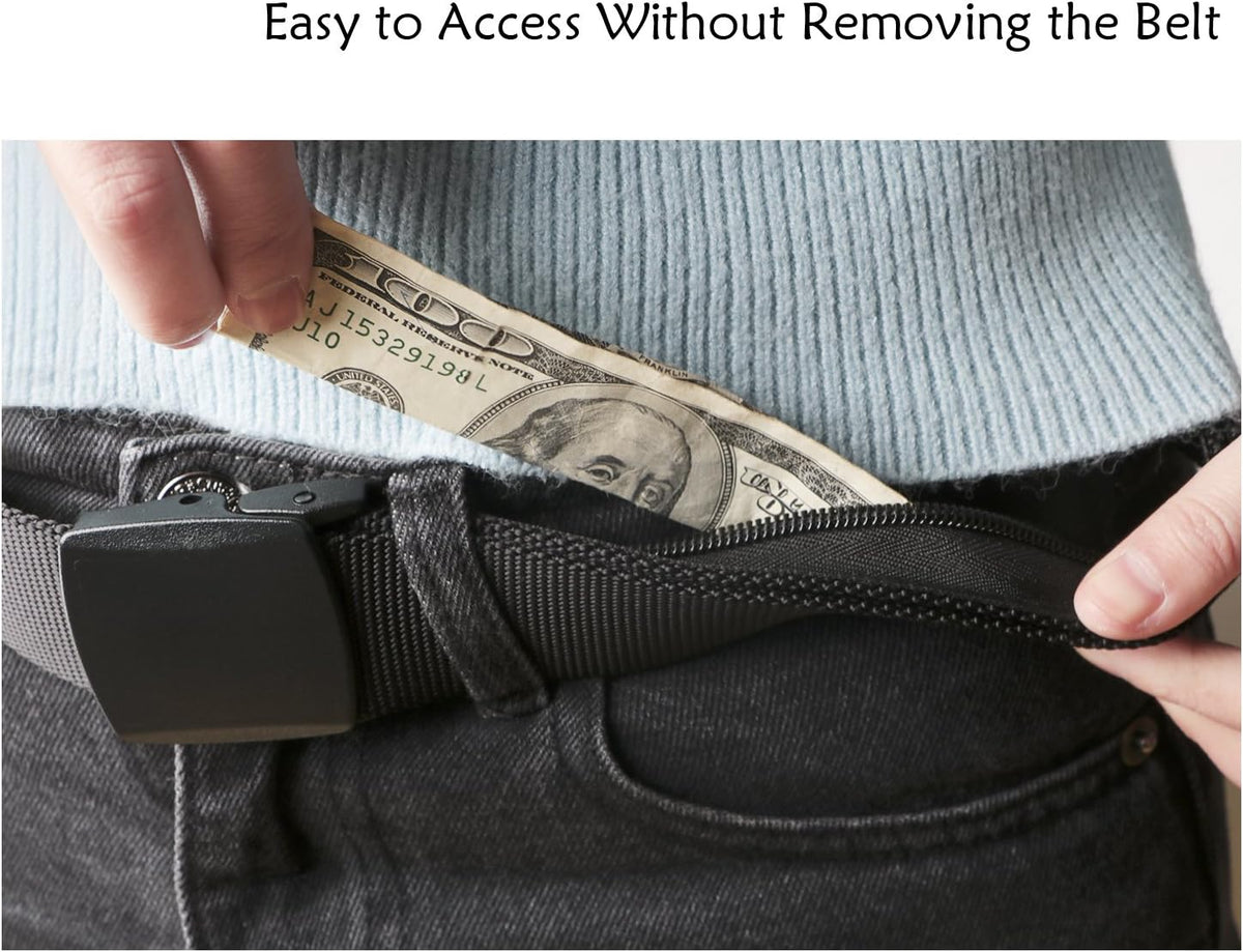 Travel Money Belt, Nylon Hidden Money Pocket Belt with Plastic Buckle
