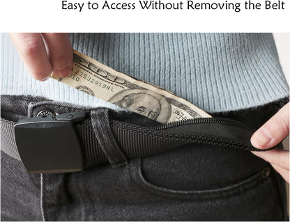 Travel Money Belt, Nylon Hidden Money Pocket Belt with Plastic Buckle