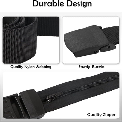 Travel Money Belt, Nylon Hidden Money Pocket Belt with Plastic Buckle