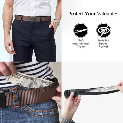 Travel Money Belt, Nylon Hidden Money Pocket Belt with Plastic Buckle