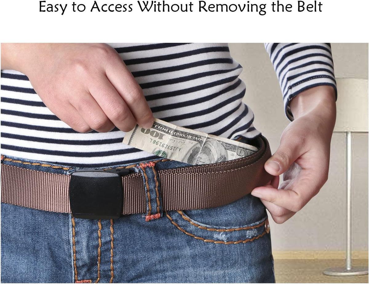 Travel Money Belt, Nylon Hidden Money Pocket Belt with Plastic Buckle