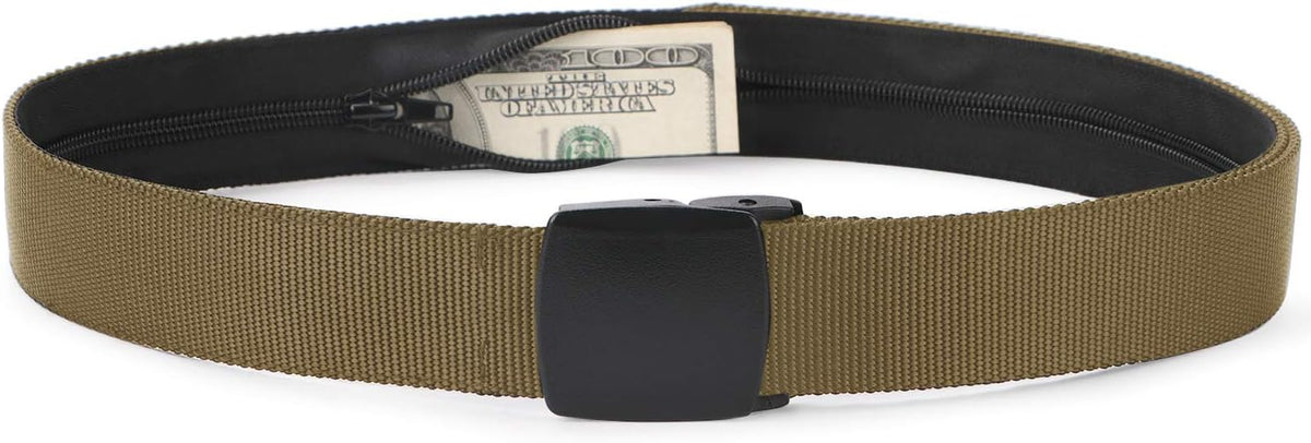 Travel Money Belt, Nylon Hidden Money Pocket Belt with Plastic Buckle