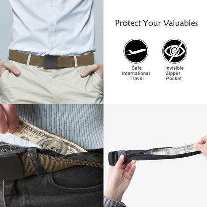 Travel Money Belt, Nylon Hidden Money Pocket Belt with Plastic Buckle
