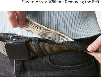 Travel Money Belt, Nylon Hidden Money Pocket Belt with Plastic Buckle