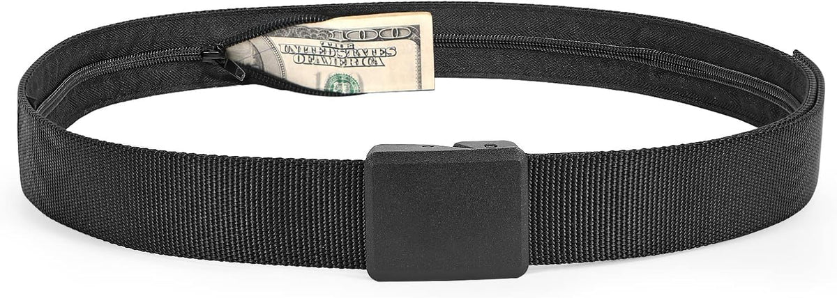 Travel Money Belt, Nylon Hidden Money Pocket Belt with Plastic Buckle