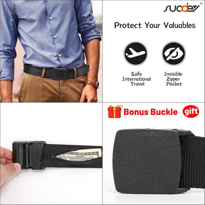 Travel Money Belt, Nylon Hidden Money Pocket Belt with Plastic Buckle