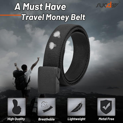 Travel Money Belt, Nylon Hidden Money Pocket Belt with Plastic Buckle