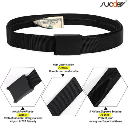 Travel Money Belt, Nylon Hidden Money Pocket Belt with Plastic Buckle