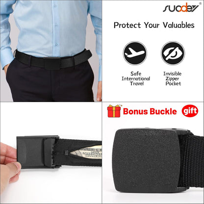 Travel Money Belt, Nylon Hidden Money Pocket Belt with Plastic Buckle