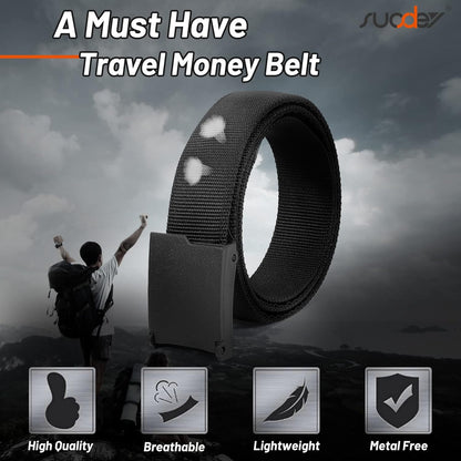 Travel Money Belt, Nylon Hidden Money Pocket Belt with Plastic Buckle