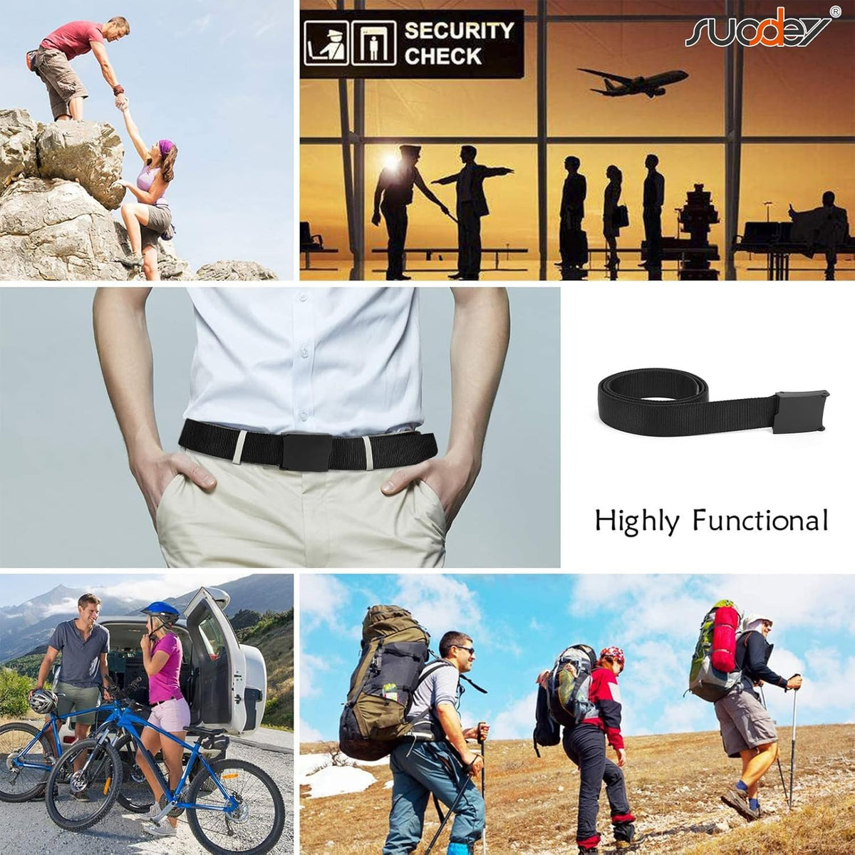 Travel Money Belt, Nylon Hidden Money Pocket Belt with Plastic Buckle