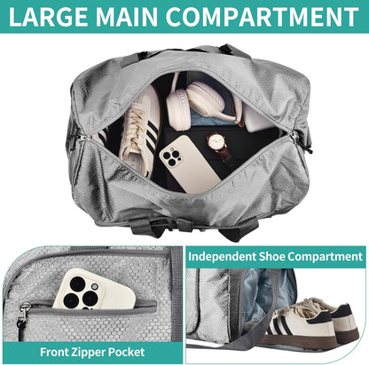 65L Travel Duffle Bag for Men Women - Foldable Duffel Bag with Shoes Compartment - Overnight Bags Waterproof & Tear Resistant(Black)