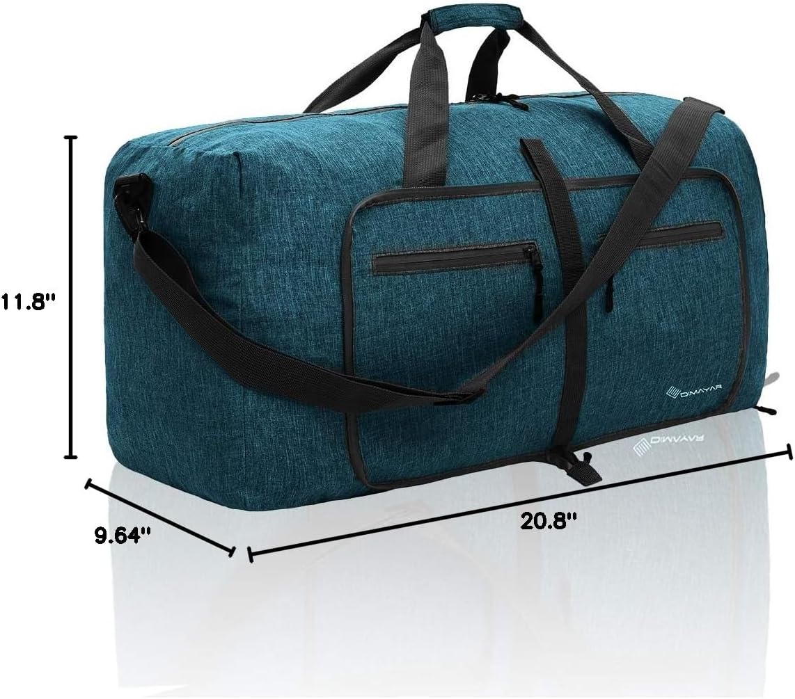 65L Travel Duffle Bag for Men Women - Foldable Duffel Bag with Shoes Compartment - Overnight Bags Waterproof & Tear Resistant(Black)