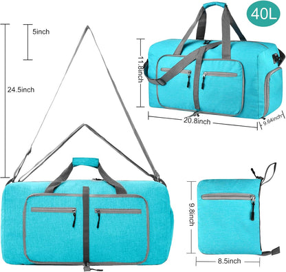 65L Travel Duffle Bag for Men Women - Foldable Duffel Bag with Shoes Compartment - Overnight Bags Waterproof & Tear Resistant(Black)