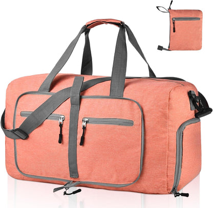 65L Travel Duffle Bag for Men Women - Foldable Duffel Bag with Shoes Compartment - Overnight Bags Waterproof & Tear Resistant(Black)