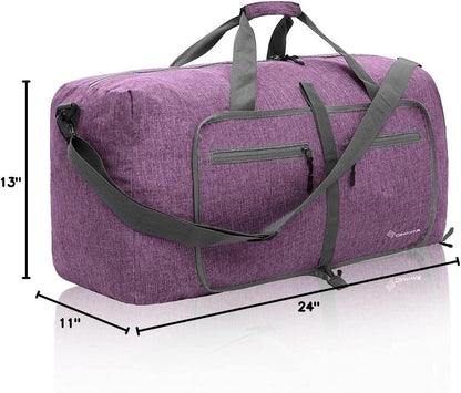 65L Travel Duffle Bag for Men Women - Foldable Duffel Bag with Shoes Compartment - Overnight Bags Waterproof & Tear Resistant(Black)