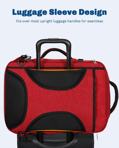 44L Carry on Backpack Airline Approved Travel Backpack for Men Women Large Laptop Backpack 17 inch Nylon Backpack Overnight Weekender Bag Red