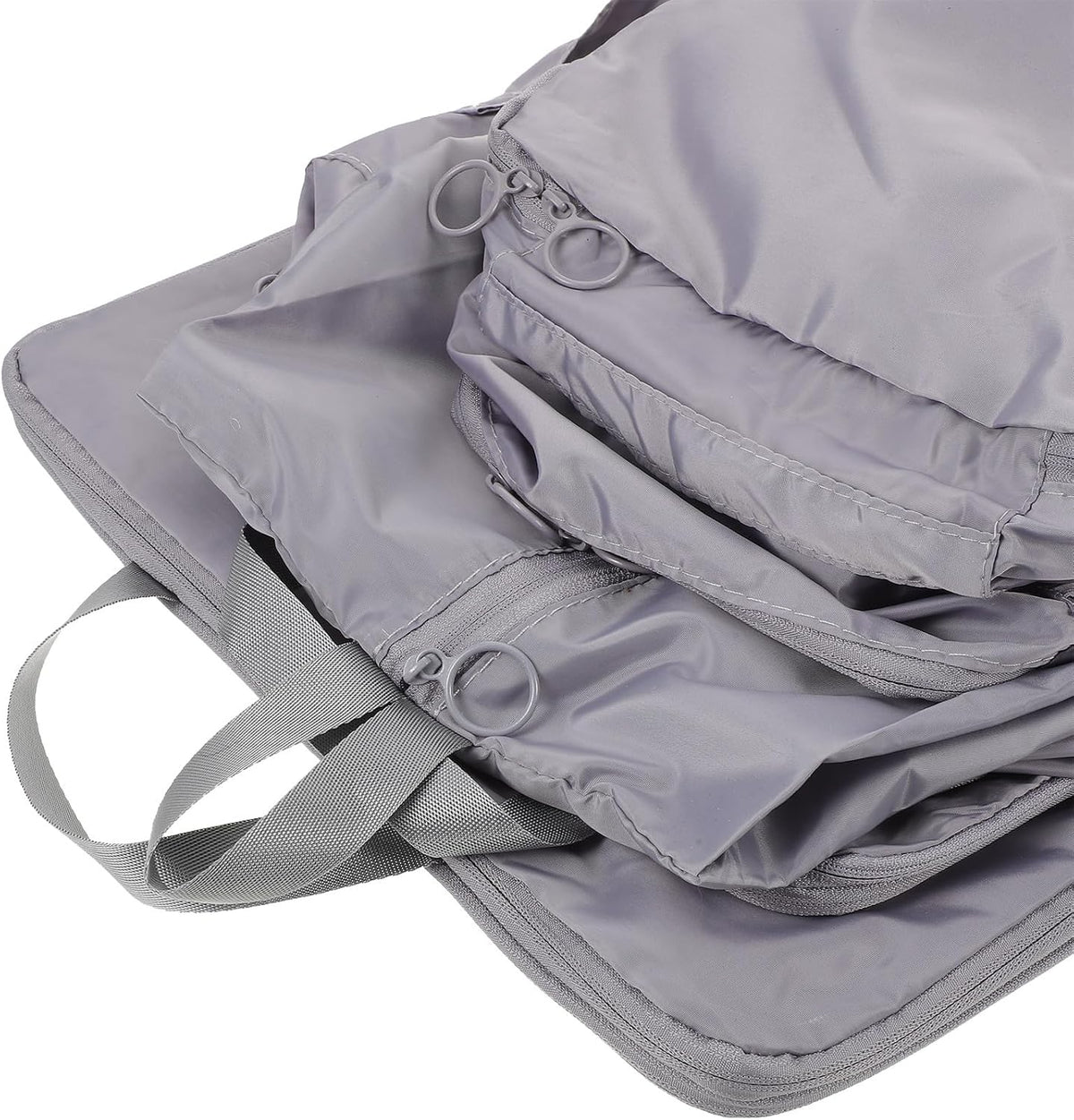 6pcs Travel Packing Cubes Set with Double Zipper, Shoe and Laundry Bags, Gray Memory Fabric Luggage Organizer for Suitcase and Backpack, Lightweight Travel Accessories for Business