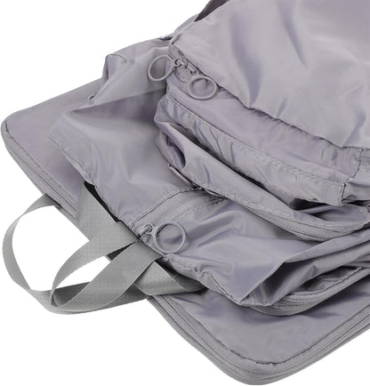 6pcs Travel Packing Cubes Set with Double Zipper, Shoe and Laundry Bags, Gray Memory Fabric Luggage Organizer for Suitcase and Backpack, Lightweight Travel Accessories for Business