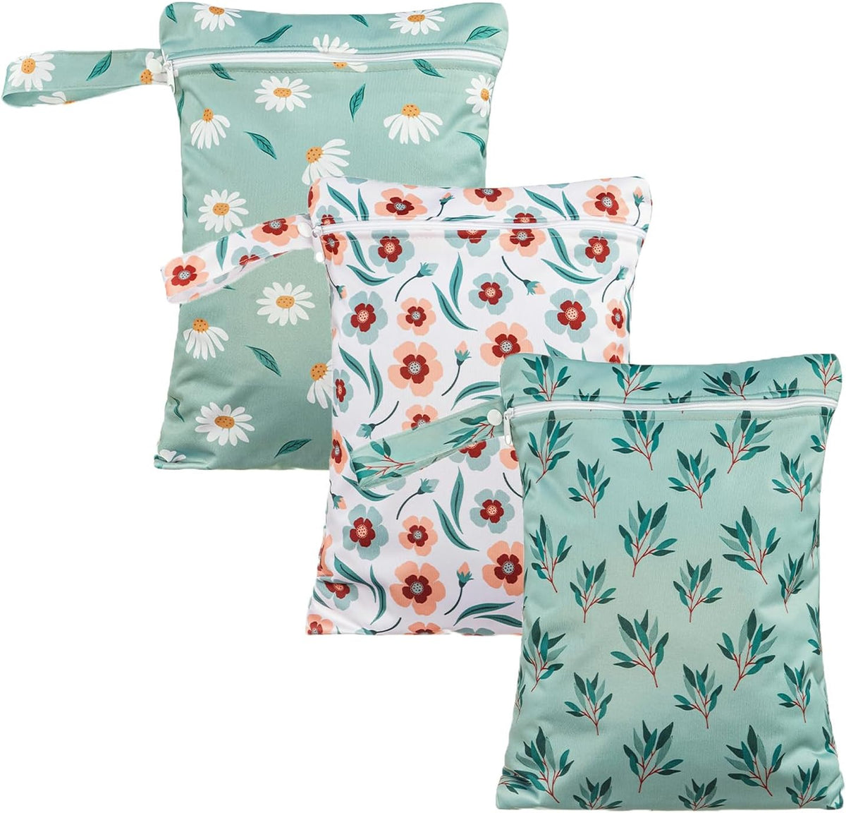 3 Set Wet Bag Storage Bag Waterproof Washable for Baby | Travel Bags, Beach, Pool, Gym Bag for Swimsuits & Wet Clothes (Dandelion)