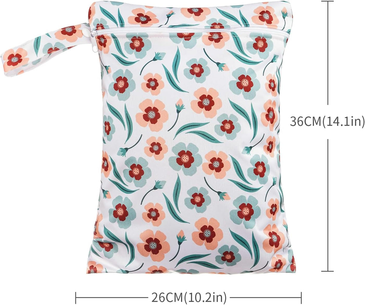 3 Set Wet Bag Storage Bag Waterproof Washable for Baby | Travel Bags, Beach, Pool, Gym Bag for Swimsuits & Wet Clothes (Dandelion)