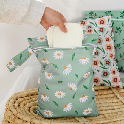 3 Set Wet Bag Storage Bag Waterproof Washable for Baby | Travel Bags, Beach, Pool, Gym Bag for Swimsuits & Wet Clothes (Dandelion)