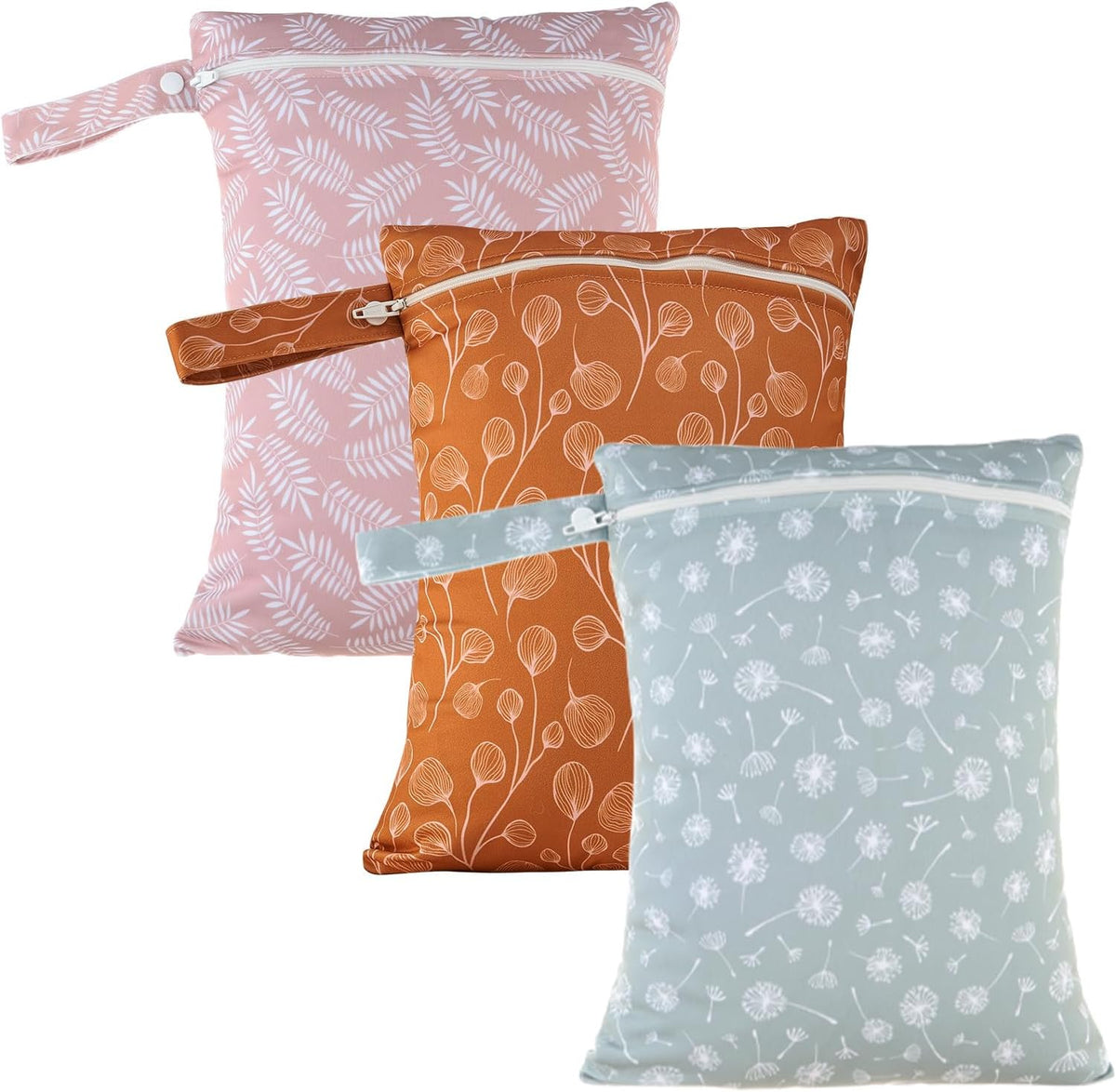 3 Set Wet Bag Storage Bag Waterproof Washable for Baby | Travel Bags, Beach, Pool, Gym Bag for Swimsuits & Wet Clothes (Dandelion)