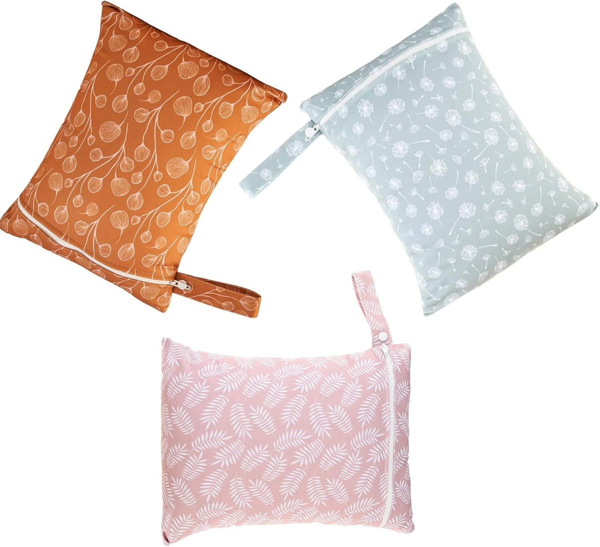3 Set Wet Bag Storage Bag Waterproof Washable for Baby | Travel Bags, Beach, Pool, Gym Bag for Swimsuits & Wet Clothes (Dandelion)