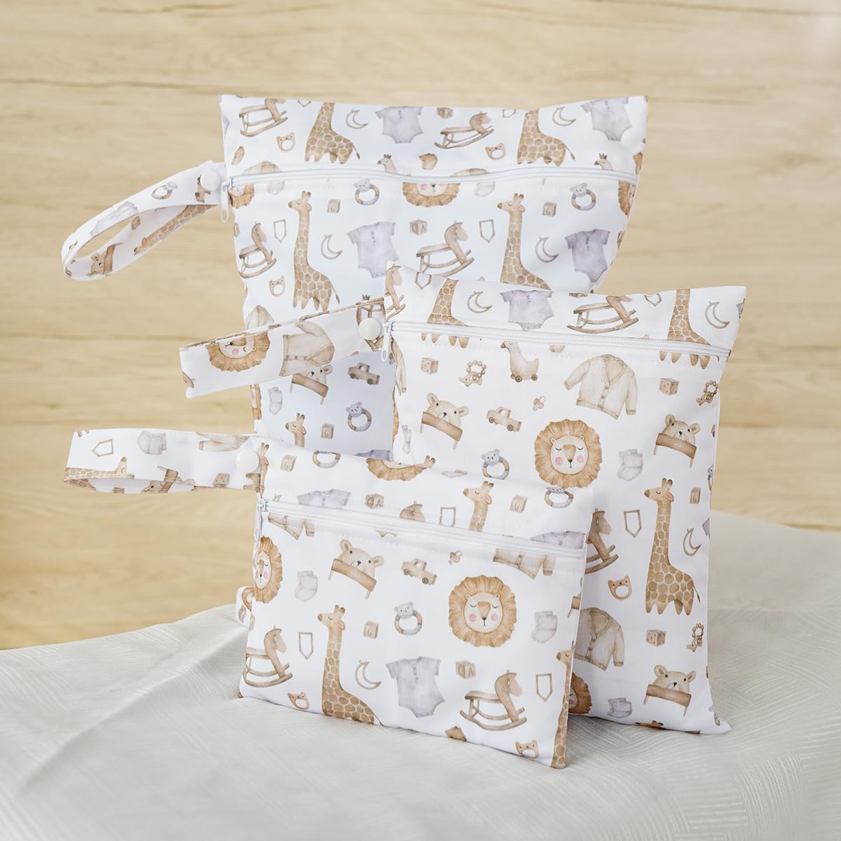 3 Set Wet Bag Storage Bag Waterproof Washable for Baby | Travel Bags, Beach, Pool, Gym Bag for Swimsuits & Wet Clothes (Dandelion)