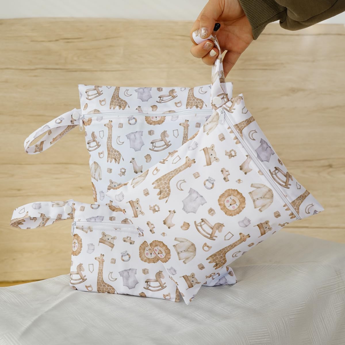 3 Set Wet Bag Storage Bag Waterproof Washable for Baby | Travel Bags, Beach, Pool, Gym Bag for Swimsuits & Wet Clothes (Dandelion)