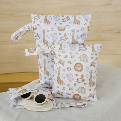 3 Set Wet Bag Storage Bag Waterproof Washable for Baby | Travel Bags, Beach, Pool, Gym Bag for Swimsuits & Wet Clothes (Dandelion)