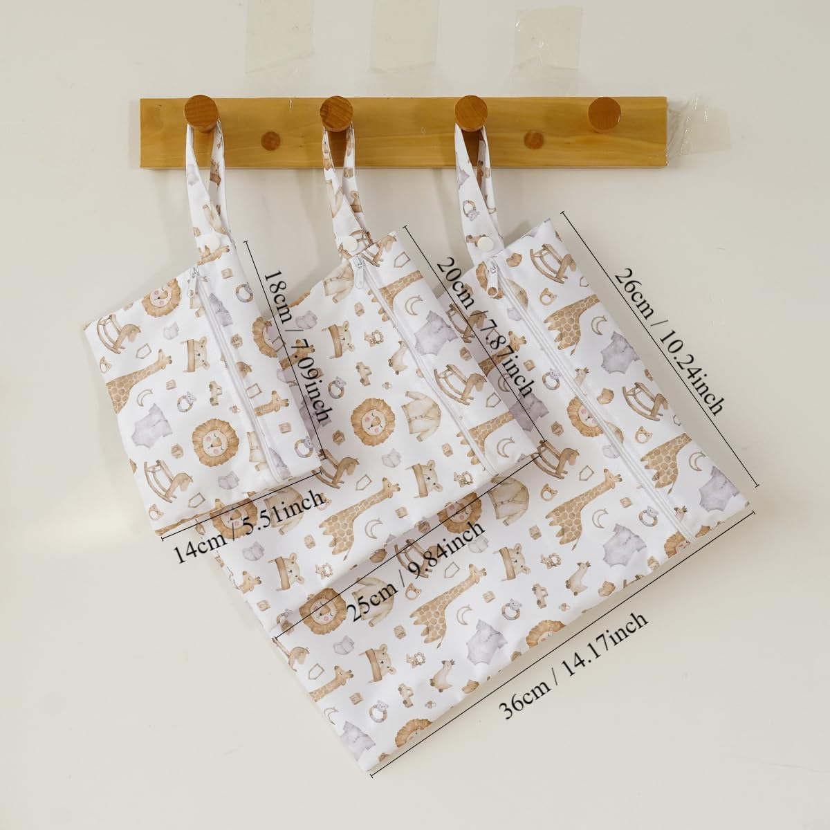 3 Set Wet Bag Storage Bag Waterproof Washable for Baby | Travel Bags, Beach, Pool, Gym Bag for Swimsuits & Wet Clothes (Dandelion)