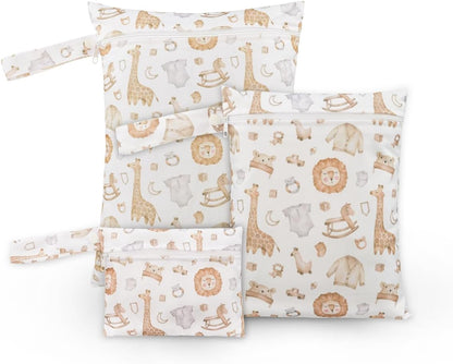 3 Set Wet Bag Storage Bag Waterproof Washable for Baby | Travel Bags, Beach, Pool, Gym Bag for Swimsuits & Wet Clothes (Dandelion)