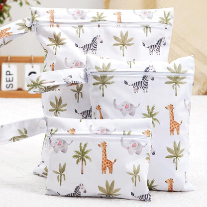 3 Set Wet Bag Storage Bag Waterproof Washable for Baby | Travel Bags, Beach, Pool, Gym Bag for Swimsuits & Wet Clothes (Dandelion)